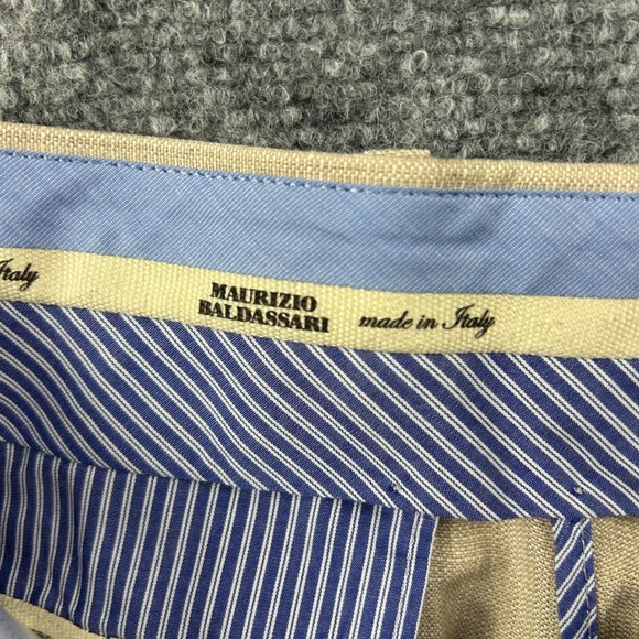 Maurizio Baldassari Trousers Mens 52 Beige Linen Blend Brera Made in Italy - Picture 3 of 10